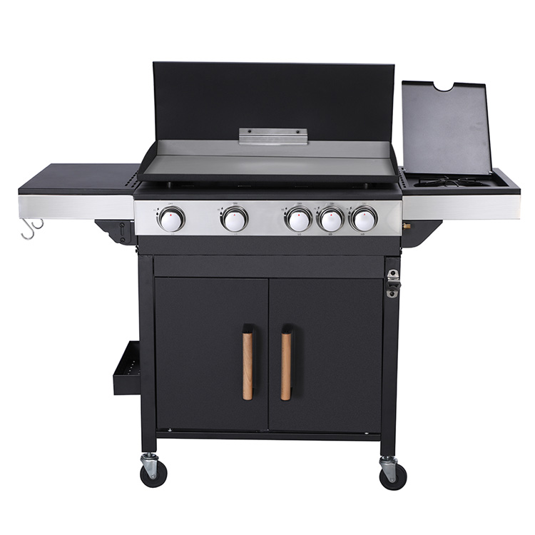 4 Burner Gas BBQ Plancha with Detachable Trolley